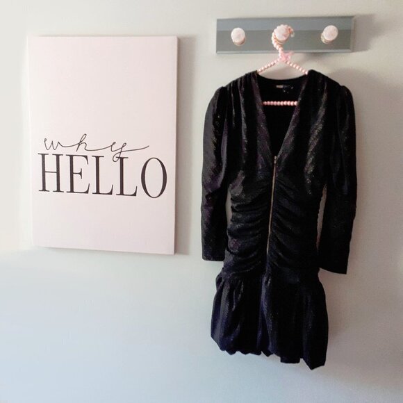 NWOT Maje black mesh metallic gold mini holiday dress, S - Picture 12 of 13